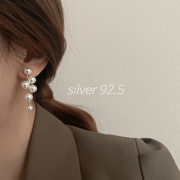 (silver 92.5) 방울 진주 드롭 귀걸이